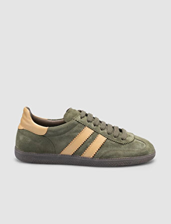 %100 Hakiki Deri Yeşil Süet Kadın Sneaker