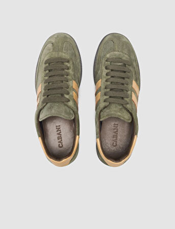 %100 Hakiki Deri Yeşil Süet Kadın Sneaker