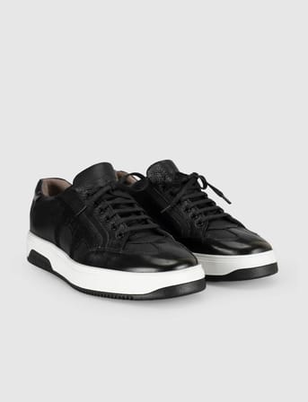 Premium Deri Siyah Erkek Sneaker