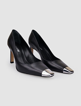 Cabani %100 Hakiki Deri Siyah Kadın Topuklu Ayakkabı