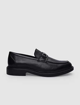 %100 Hakiki Deri Siyah Tokalı Erkek Loafer