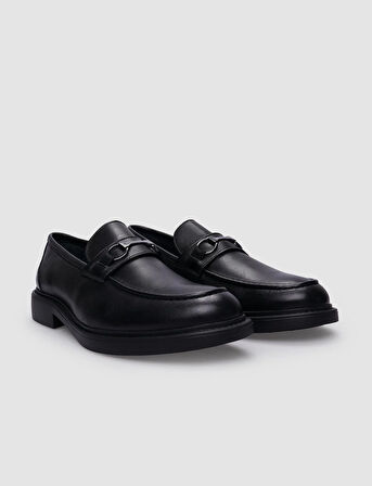%100 Hakiki Deri Siyah Tokalı Erkek Loafer