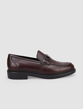 %100 Hakiki Deri Kahverengi Tokalı Erkek Loafer