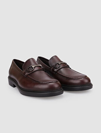 %100 Hakiki Deri Kahverengi Tokalı Erkek Loafer