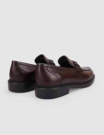 %100 Hakiki Deri Kahverengi Tokalı Erkek Loafer