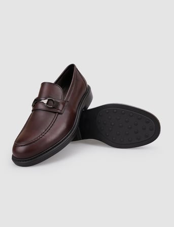 %100 Hakiki Deri Kahverengi Tokalı Erkek Loafer