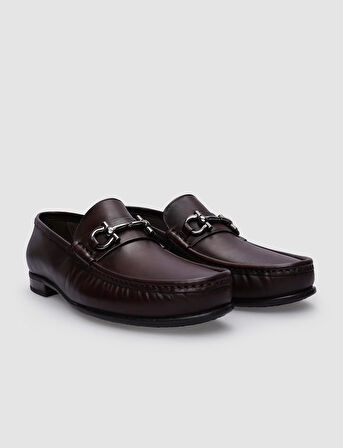 %100 Hakiki Deri Kahverengi Erkek Loafer