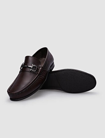 %100 Hakiki Deri Kahverengi Erkek Loafer
