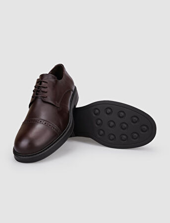 %100 Hakiki Deri Kahverengi Bağcıklı Erkek Günlük Ayakkabı