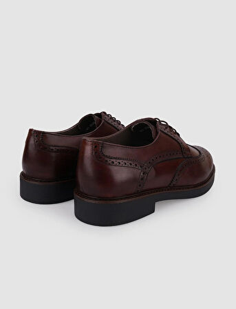 %100 Hakiki Deri Kahverengi Bağcıklı Erkek Günlük Ayakkabı