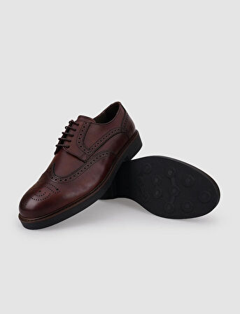 %100 Hakiki Deri Kahverengi Bağcıklı Erkek Günlük Ayakkabı