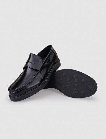 %100 Hakiki Deri Siyah Açma Erkek Günlük Ayakkabı