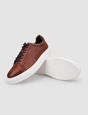 %100 Hakiki Deri Taba Bağcıklı Erkek Spor Ayakkabı