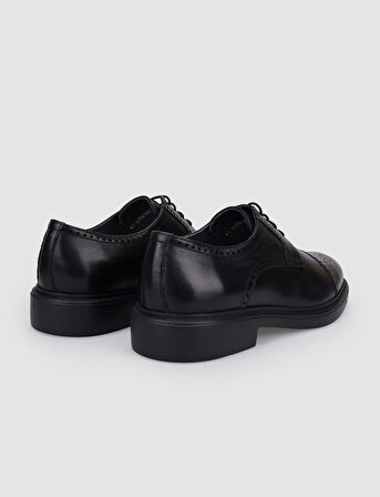 %100 Hakiki Deri Siyah Bağcıklı Erkek Günlük Ayakkabı