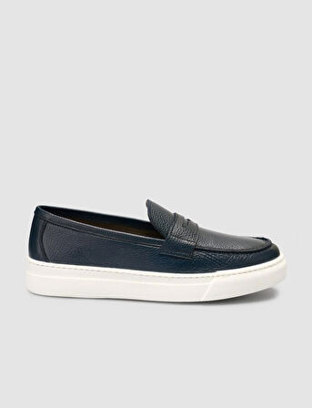 %100 Hakiki Deri Lacivert Bantlı Erkek Loafer