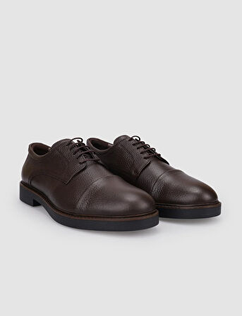 %100 Hakiki Deri Kahverengi Bağcıklı Erkek Günlük Ayakkabı