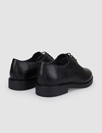 %100 Hakiki Deri Siyah Bağcıklı Erkek Günlük Ayakkabı
