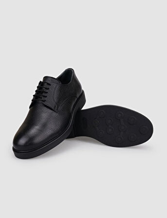 %100 Hakiki Deri Siyah Bağcıklı Erkek Günlük Ayakkabı