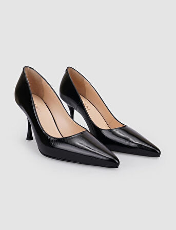 Cabani %100 Hakiki Deri Siyah Rugan Kadın Stiletto
