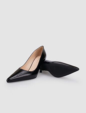 Cabani %100 Hakiki Deri Siyah Rugan Kadın Stiletto