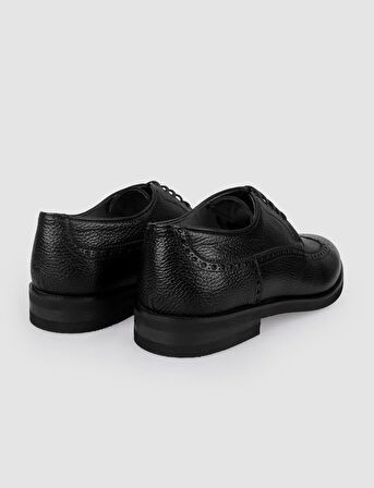 %100 Hakiki Deri Siyah Bağcıklı Erkek Klasik Ayakkabı