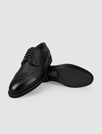 %100 Hakiki Deri Siyah Bağcıklı Erkek Klasik Ayakkabı