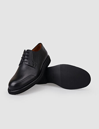 %100 Hakiki Deri Siyah Bağcıklı Erkek Klasik Ayakkabı