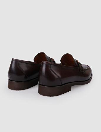 %100 Hakiki Deri Kahverengi Tokalı Erkek Klasik Ayakkabı