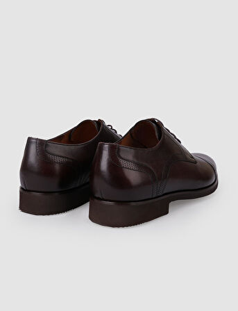 %100 Hakiki Deri Kahverengi Bağcıklı Erkek Klasik Ayakkabı