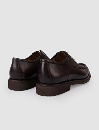 %100 Hakiki Deri Kahverengi Bağcıklı Erkek Klasik Ayakkabı