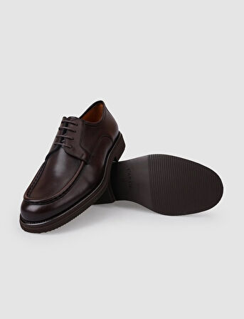 %100 Hakiki Deri Kahverengi Bağcıklı Erkek Klasik Ayakkabı