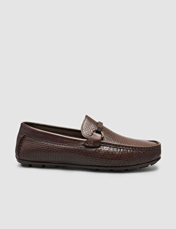%100 Hakiki Deri Kahverengi Tokalı Erkek Loafer