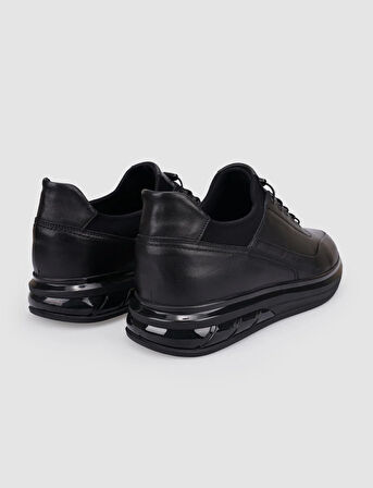 %100 Hakiki Deri Siyah Bağcıklı Erkek Günlük Ayakkabı