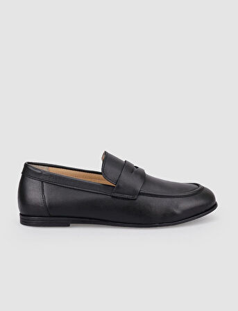 %100 Hakiki Deri Siyah Kadın Loafer