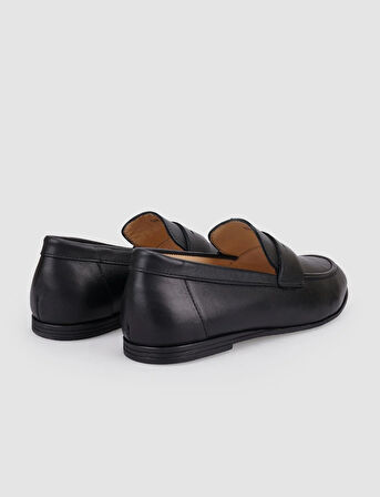 %100 Hakiki Deri Siyah Kadın Loafer