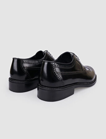 %100 Hakiki Deri Siyah Açma Bağcıklı Erkek Klasik Ayakkabı