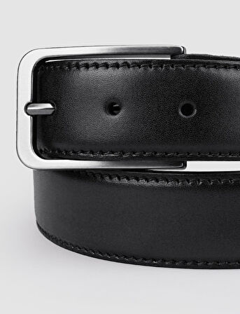 Cabani %100 Hakiki Deri Siyah 3,5 cm Erkek Günlük Kemer