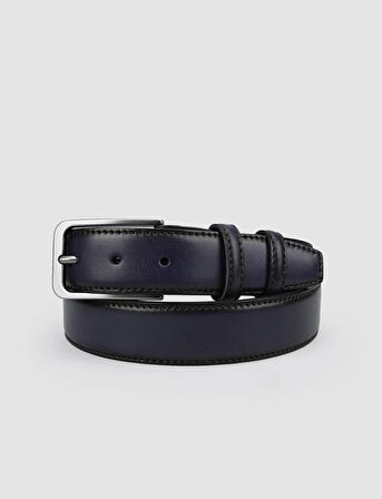 Cabani %100 Hakiki Deri Lacivert 3,5 cm Erkek Günlük Kemer