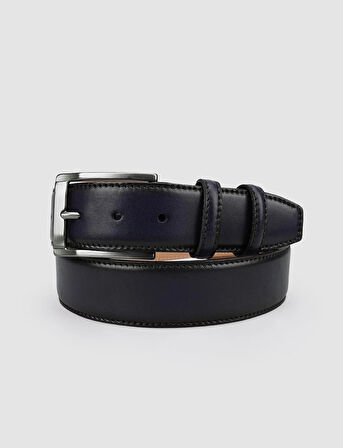 Cabani %100 Hakiki Deri Lacivert 4 cm Erkek Günlük Kemer