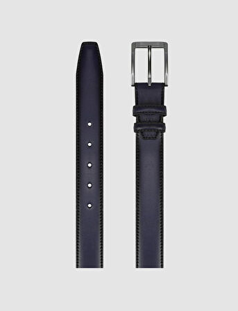 Cabani %100 Hakiki Deri Lacivert 4 cm Erkek Günlük Kemer