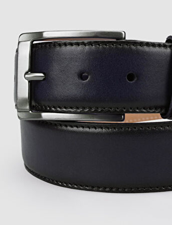 Cabani %100 Hakiki Deri Lacivert 4 cm Erkek Günlük Kemer