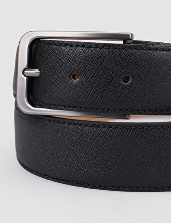 Cabani %100 Hakiki Deri Desenli Siyah 3,5 cm Erkek Günlük Kemer