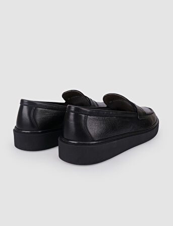 %100 Hakiki Deri Siyah Erkek Günlük Ayakkabı