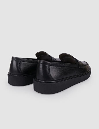 %100 Hakiki Deri Siyah Erkek Günlük Ayakkabı