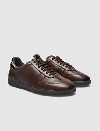 %100 Hakiki Deri Kahverengi Kadın Sneaker