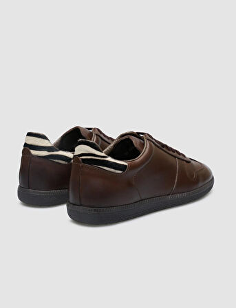 %100 Hakiki Deri Kahverengi Kadın Sneaker