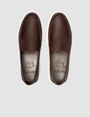 %100 Hakiki Deri Kahverengi Erkek Loafer
