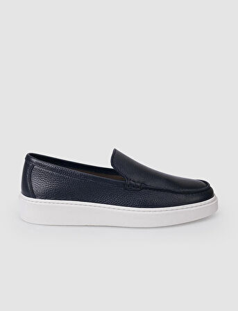 %100 Hakiki Deri Lacivert Erkek Loafer Ayakkabı