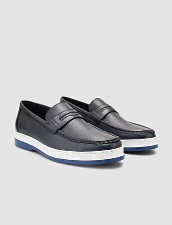 %100 Hakiki Deri Lacivert Erkek Loafer