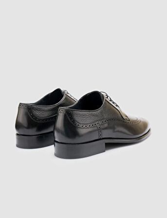 %100 Hakiki Deri Siyah Bağcıklı Erkek Klasik Ayakkabı